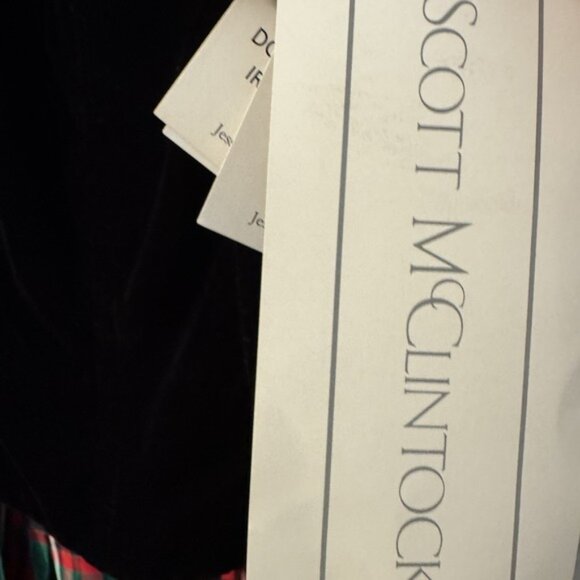 Vintage Scott McClintock Dress Women's 12 Black Velvet Tartan Plaid Holiday Maxi - Picture 5 of 13